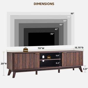 70" Mid-Century Modern Fluted TV Stand with Storage