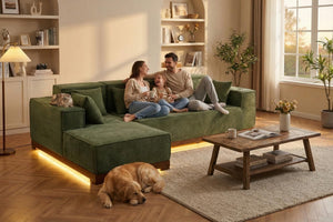 110" L-Shaped Sectional Sofa with LED Lights & Chaise