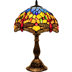 Tiffany Style Stained Glass Dragonfly Table Lamp