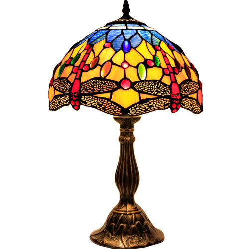 Tiffany Style Stained Glass Dragonfly Table Lamp