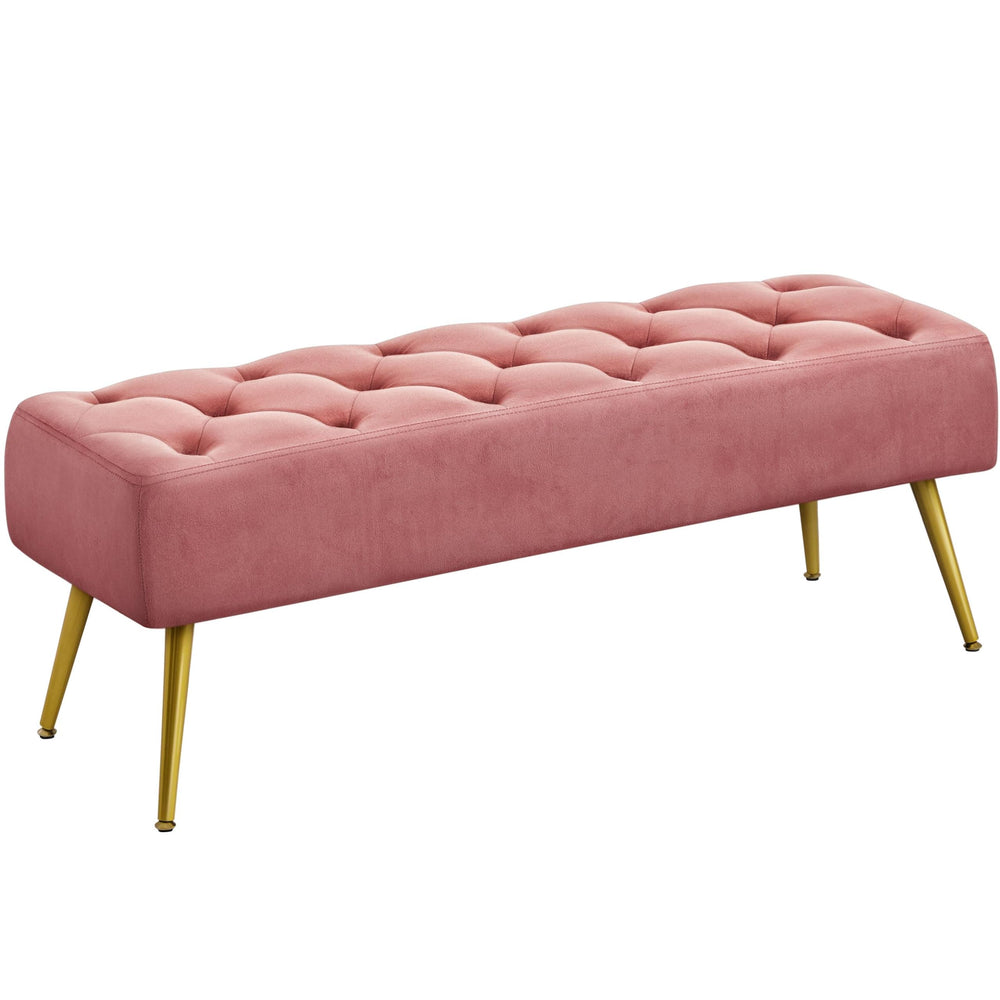Upholstered Ottoman Bench with Metal Legs