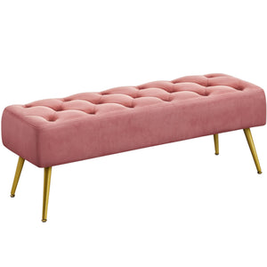 Upholstered Ottoman Bench with Metal Legs