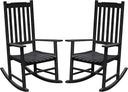 Acacia Wood Patio Rocking Chair – High Back & Wide Armrest