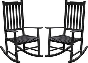Acacia Wood Patio Rocking Chair – High Back & Wide Armrest