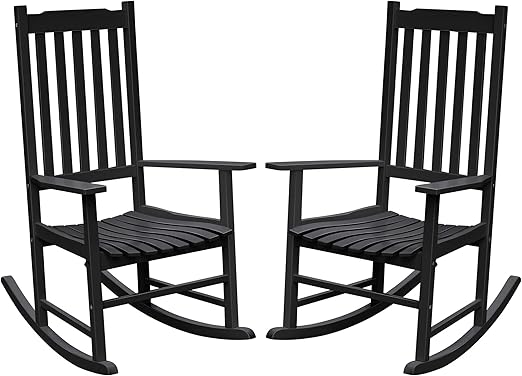 Acacia Wood Patio Rocking Chair – High Back & Wide Armrest
