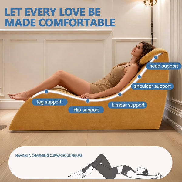 Ergonomic Yoga Chaise Lounge Chair with Headrest