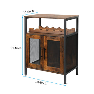 Wine Bar Cabinet with Glass Holder & Mesh Door