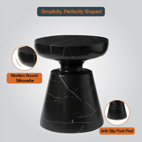 Round Fiberstone Pedestal Side Table