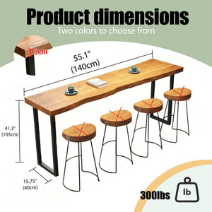 Farmhouse Narrow Bar Table – Solid Wood, Industrial Style
