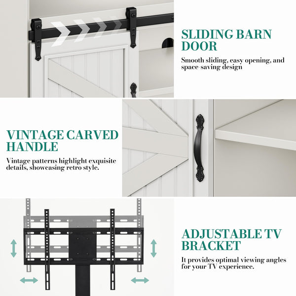 Corner TV Stand with Power Outlet & Storage for 70 Inch TV