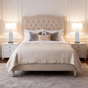 Marble Nightstand Lamps Set of 2 with USB Ports & 3-Color Temperature LED