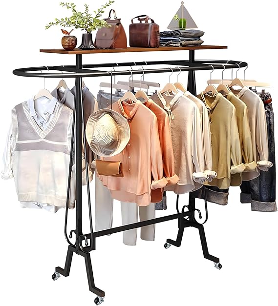 Round Clothing Rack with Wheels