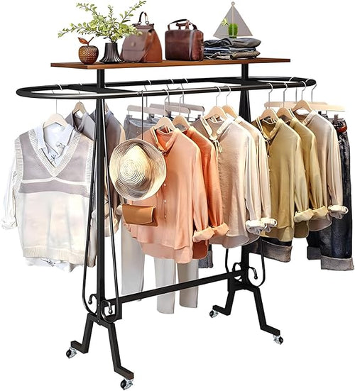Round Clothing Rack with Wheels