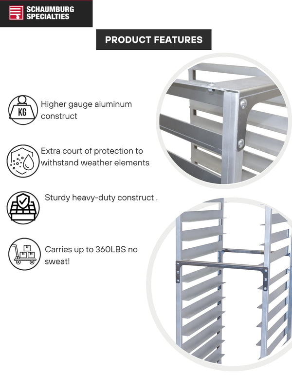 Commercial Aluminum Bun Pan Rack – 20 Tier Speed Rack with Plate Casters