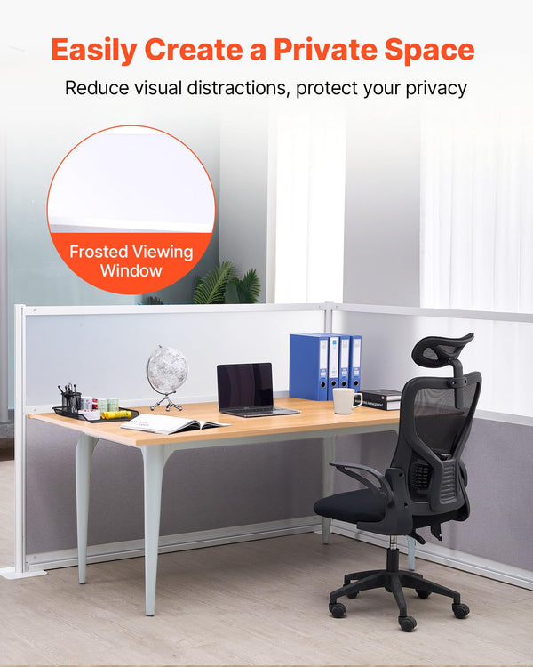 2-Pack Freestanding Office Partition with Frosted Acrylic Windows