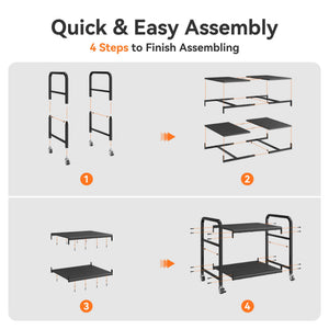 2-Tier Rolling Printer Stand with Lockable Wheels & Adjustable Shelf