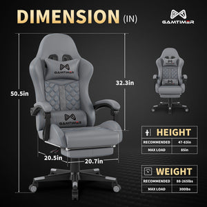 High Back Gaming Chair with Footrest & Lumbar Support