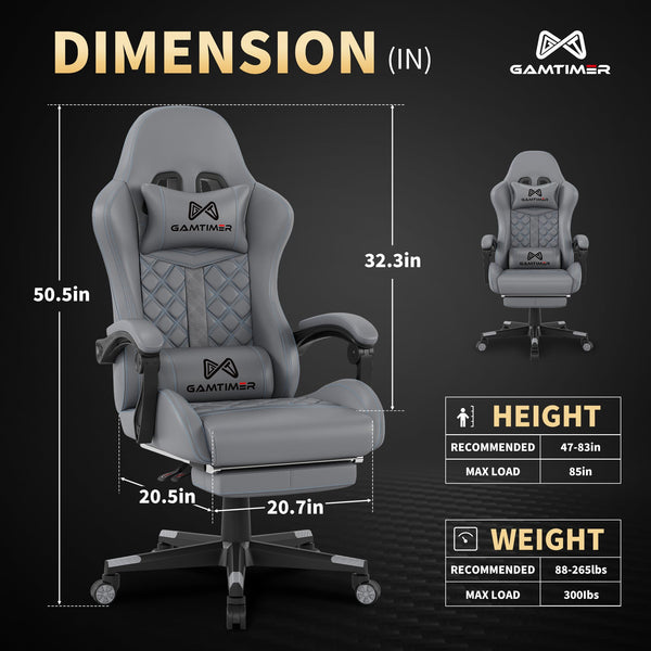 High Back Gaming Chair with Footrest & Lumbar Support