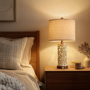 22" Dual Light Table Lamps Set of 2 with USB Charging & Touch Dimmer