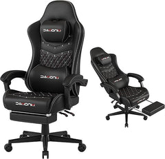 Ergonomic Gaming Chair with Retractable Footrest & Lumbar Support – 400 lb Capacity