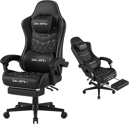 Ergonomic Gaming Chair with Retractable Footrest & Lumbar Support – 400 lb Capacity