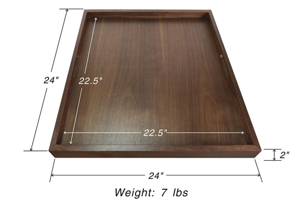 Large Square Wooden Ottoman Tray 24x24 Inch