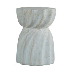 Sculptural MgO Outdoor Side Table with Faux Travertine Texture