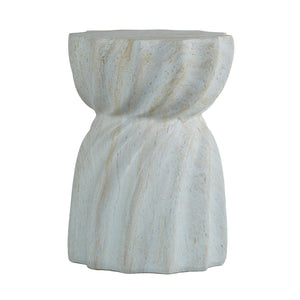 Sculptural MgO Outdoor Side Table with Faux Travertine Texture
