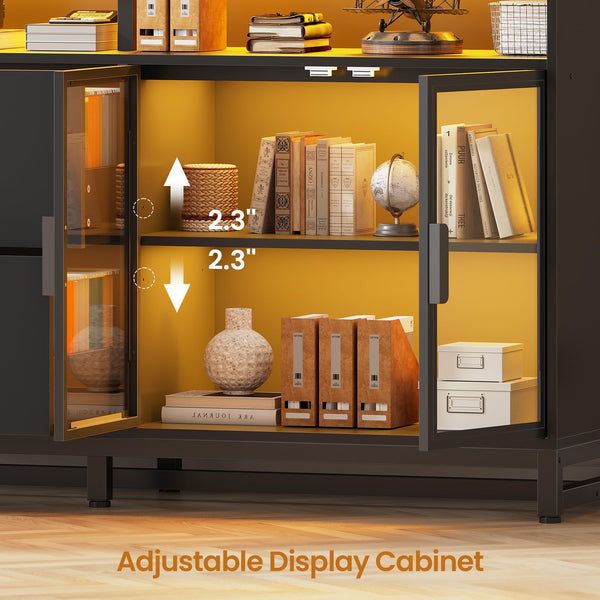59" File Cabinet with 2 Drawers, Lock & Power Outlets