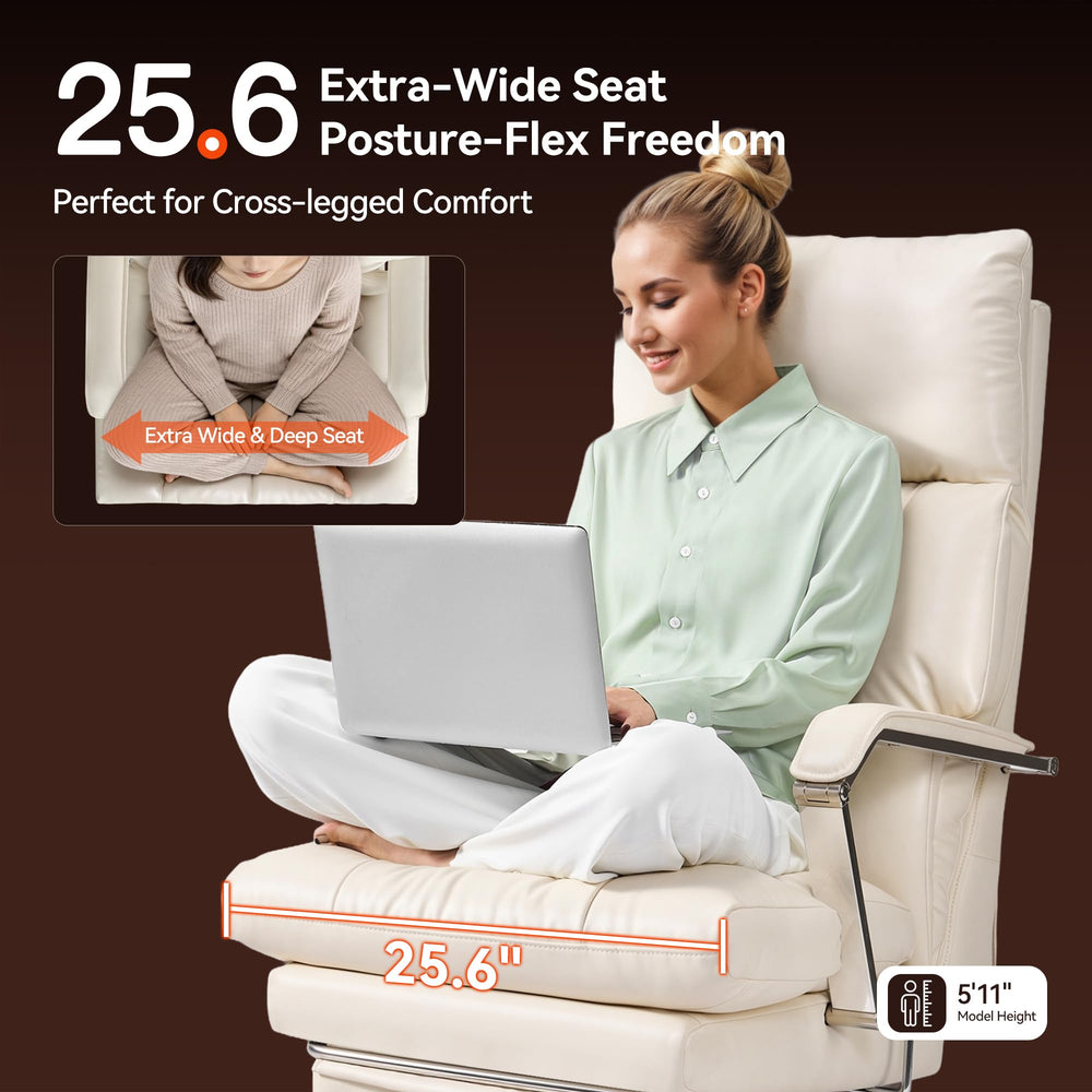 160° Reclining Executive Office Chair with Footrest & Adjustable Seat Depth
