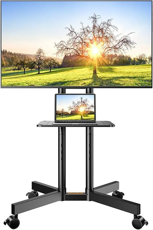Rolling TV Stand with Wheels & Lockable Casters