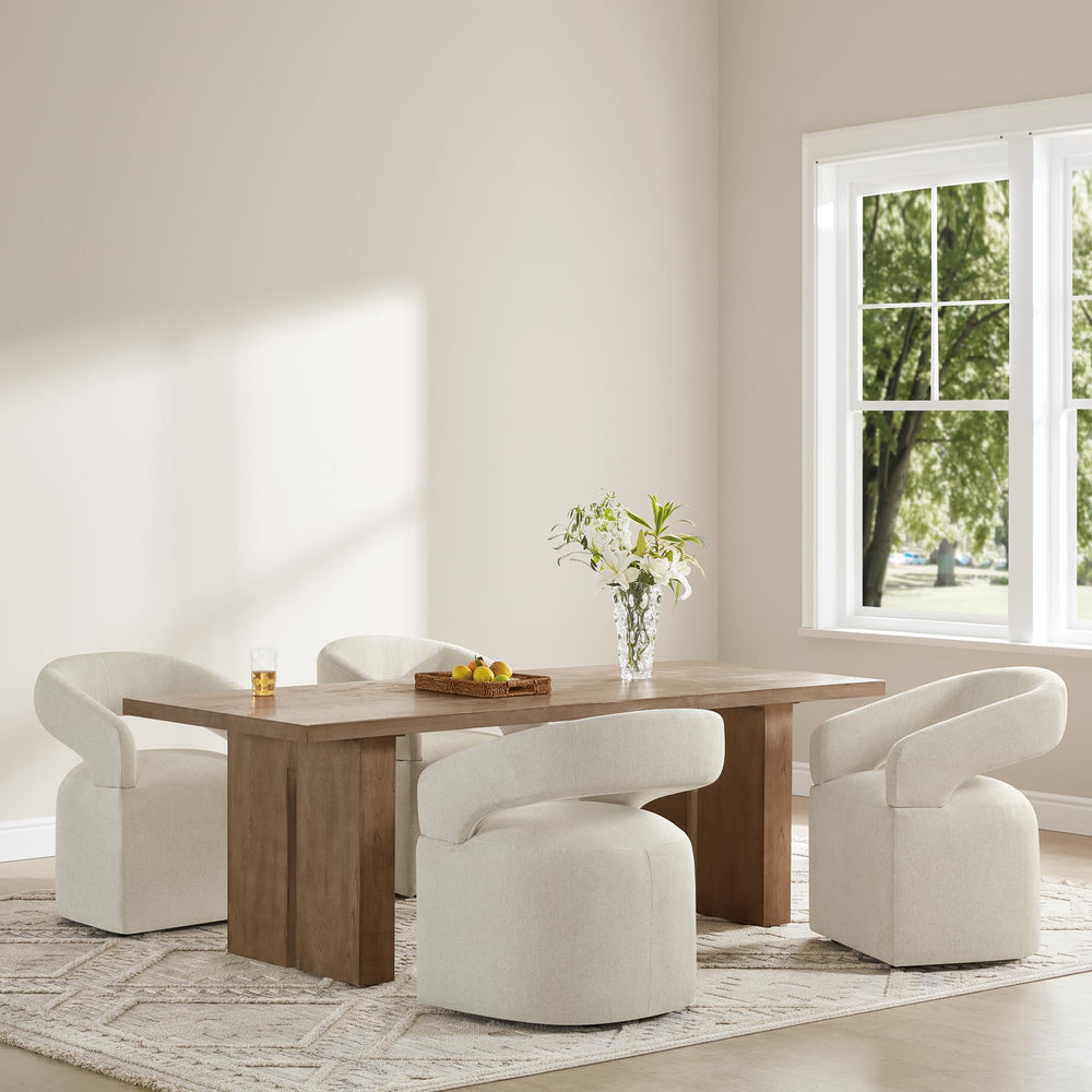 Upholstered Dining Chairs Set of 4 with Hidden Casters