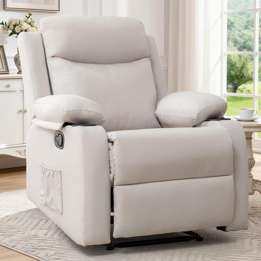 Small Space Recliner Chair with Adjustable Backrest – Beige