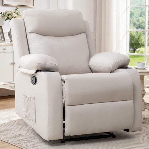 Small Space Recliner Chair with Adjustable Backrest – Beige