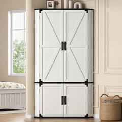 Corner Wardrobe Closet with Hanging Rod