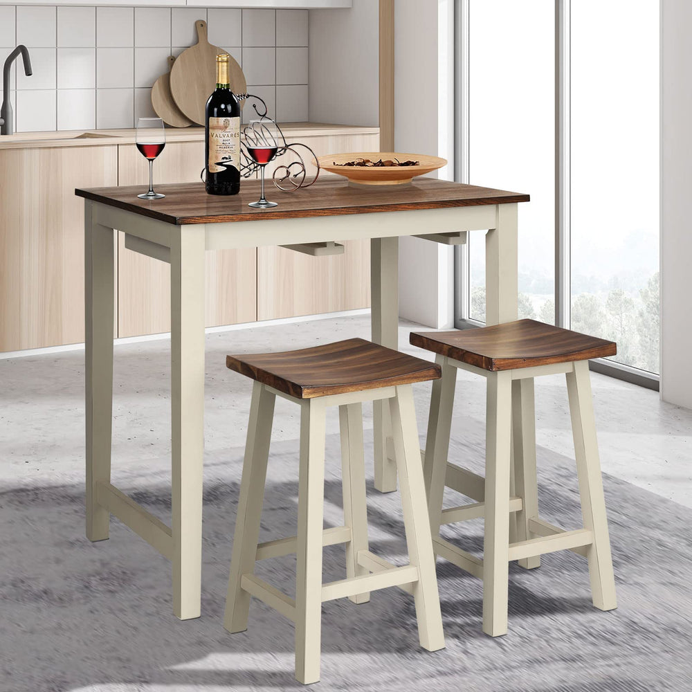 3-Piece Counter Height Dining Set with Saddle Stools