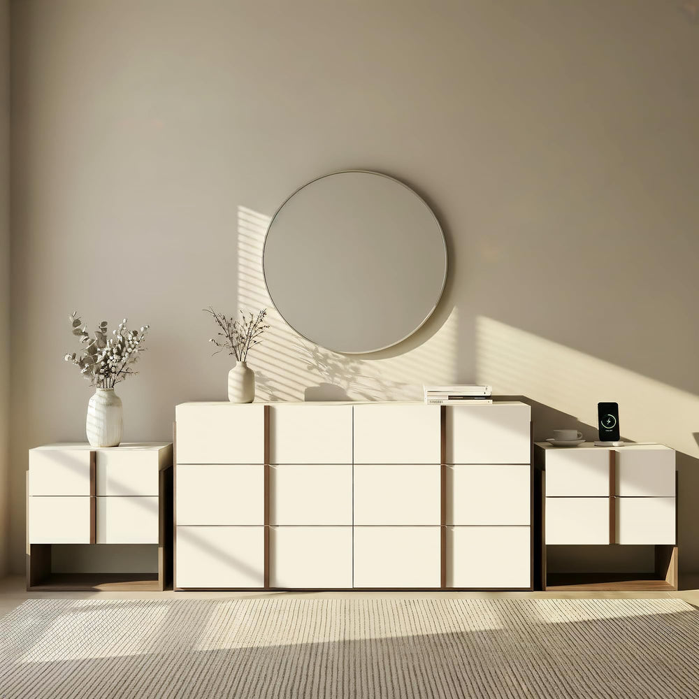 3-Piece Bedroom Set – 6-Drawer Dresser & 2 Charging Nightstands