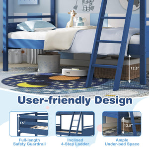 Twin Over Twin Bunk Bed with Ladder & Safety Guardrails