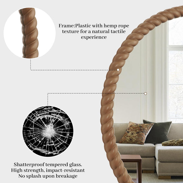 30" Round Rope-Frame Wall Mirror