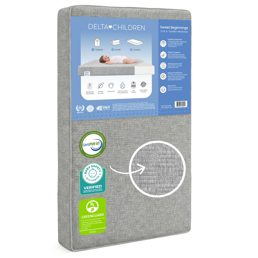 Dual Sided Baby Crib & Toddler Mattress – Waterproof Foam, GREENGUARD Gold Certified