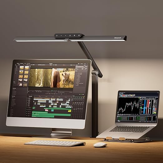 LED Desk Lamp with Dual-Head & Adjustable Arm