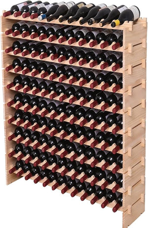 Pine Wood Freestanding Wine Rack