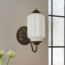 Vintage Milk Glass Bathroom Vanity Wall Sconce – Dimmable, Vertical or Horizontal Mount