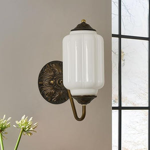 Vintage Milk Glass Bathroom Vanity Wall Sconce – Dimmable, Vertical or Horizontal Mount