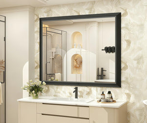 36x30 Rectangle Bathroom Vanity Mirror with Metal Frame, Anti-Rust, Wall Mounted