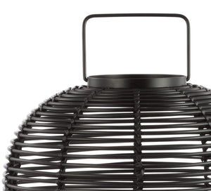 Woven Oval LED Lantern Table Lamp – Black