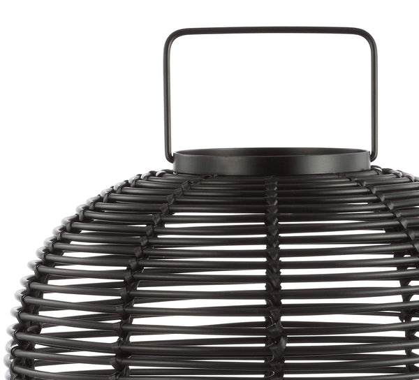 Woven Oval LED Lantern Table Lamp – Black