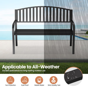 50-Inch Metal Outdoor Bench with Armrests