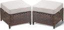 Outdoor Wicker Patio Ottoman Set of 2 – Multipurpose Footrest, Bench & Side Table