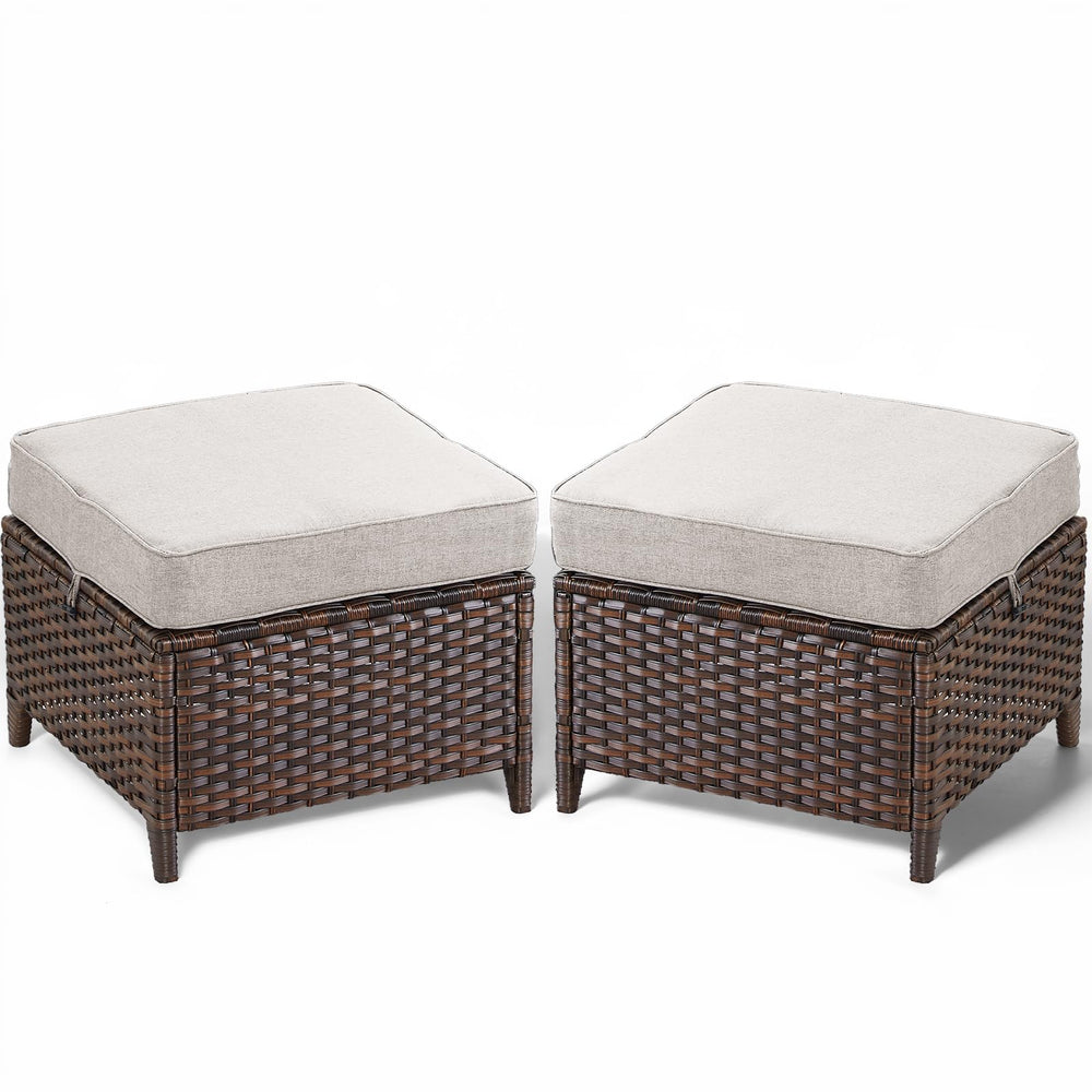 Outdoor Wicker Patio Ottoman Set - 2 Piece